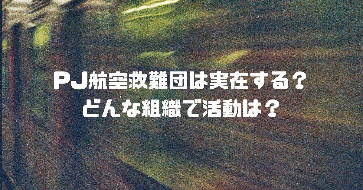 PJ航空救難団は実在する？どんな組織で活動は？
