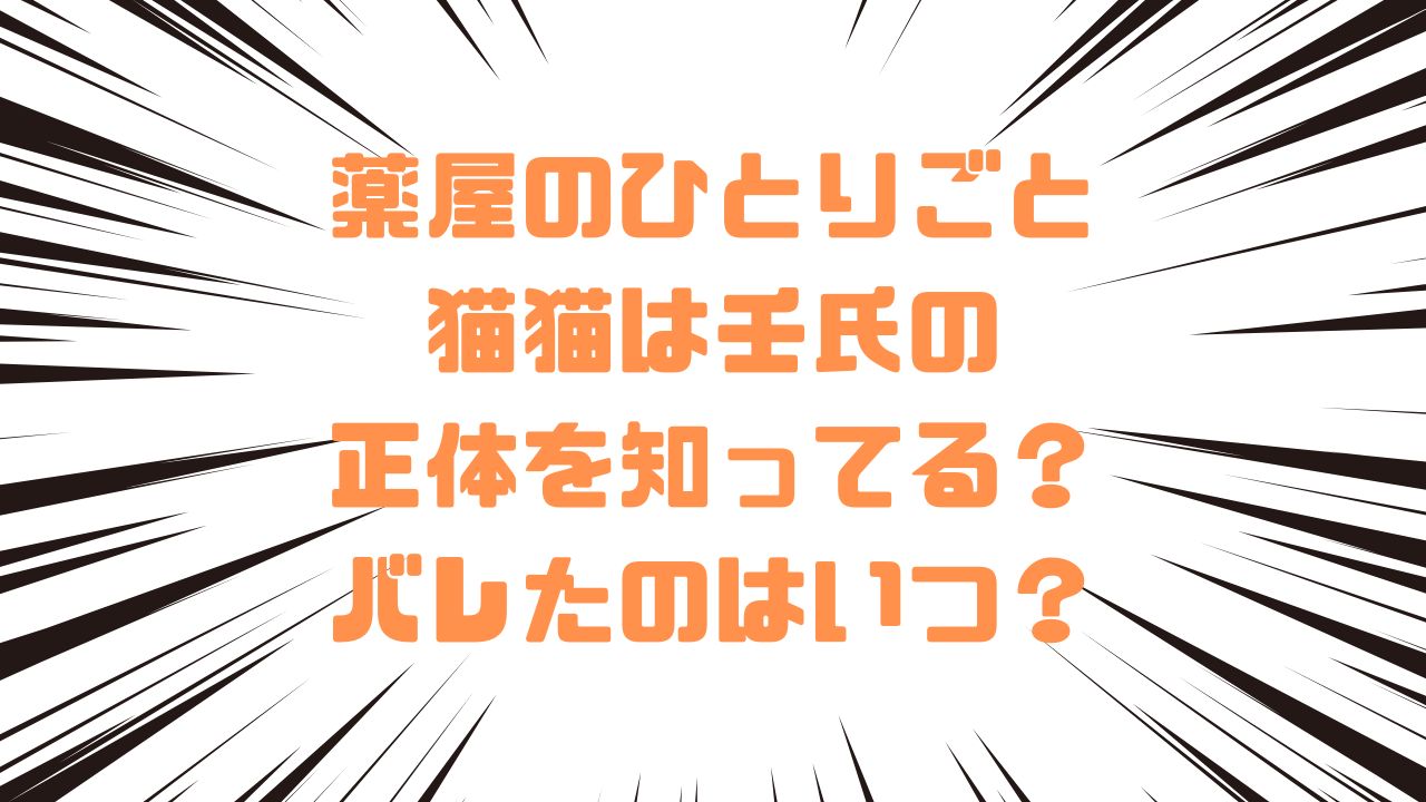 薬屋のひとりごと猫猫は壬氏の正体を知ってる？バレたのはいつ？