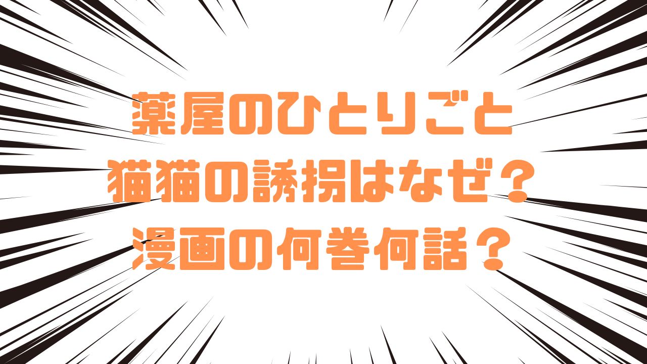 薬屋のひとりごと猫猫の誘拐はなぜ？漫画の何巻何話？
